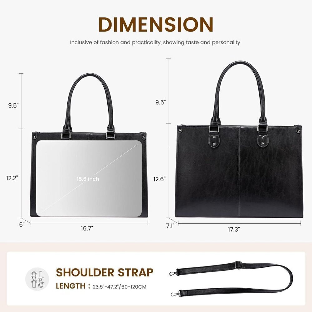 LOVEVOOK Laptop Bag for Women 15.6 inch Laptop Tote Bag Vintage Work Bags - Picture 3 of 8